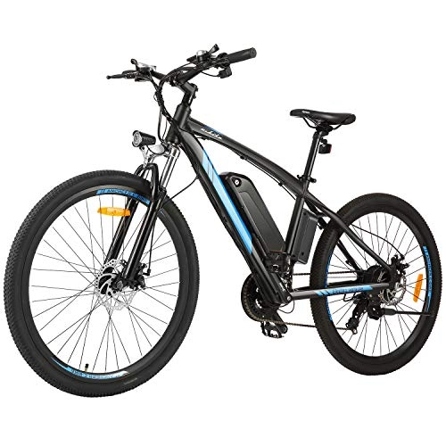 Electric Bike : BIKFUN 27.5" Electric Bike for Adults, 36V 10 Ah Lithium Battery 250W Motor, Mountain Bike Shimano 21-speed Dics Brake Suspension Fork (Grey)