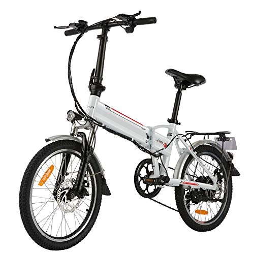 Electric Bike : BIKFUN Electric Bike Mountain Bike, 20 / 26 inch Folding e-bike with 36V 8Ah Lithium Battery, 250W Brushless Gear Motor, 21-speed Shifter, Double Suspension(20" Black)