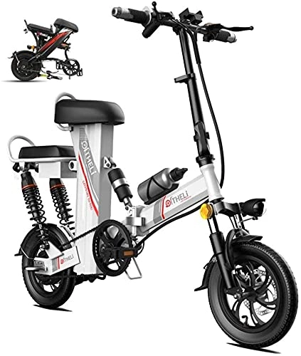 Electric Bike : BIKFUN Electric Bike Mountain E-bike, 12 Inch Electric Assisted Bicycle With 48V 30Ah Lithium Battery, 350W Motor, (Color : Silver, Size : Range:200km)