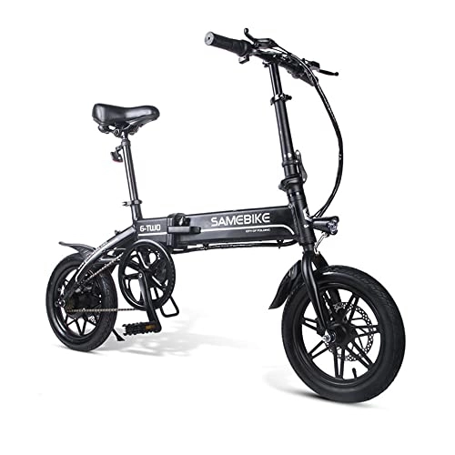 Electric Bike : Black Folding Electric Bike For Adults | 14 Inch Tires 250W Motor 8Ah Battery Max 25 KPH | City Commuter eBike for Men and Women | Easy To Store Foldable Bicycle
