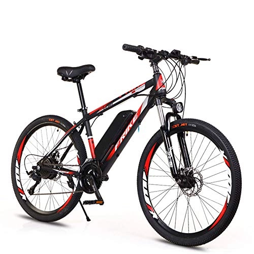 Electric Bike : Black Red Series Electric Bicycle，26 Inch 21 Speed Lithium Battery Electric Bicycle Adult Bicycle Adult Electric Bicycle Men's Bicycle