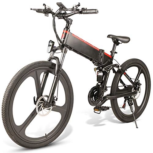 Electric Bike : BLKO Electric Mountain Bike for adult, 26 inch Auminum Electric Folding Bikes Tire With LED Front Light, Max 150kg payload, 48V 10.4Ah Large Cpacity Battery Electric Foldable Bicycle for Cycling 3 Modes