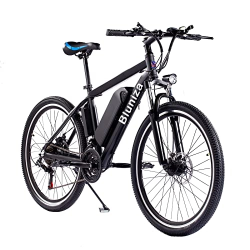 Electric Bike : Bluniza 26” Electric Mountain Bike - 250W Powerful Motor Electric Bicycle with 48V 10AH Lithium Battery, 21 Speed Transmission Gears E-bike for Adults - Black
