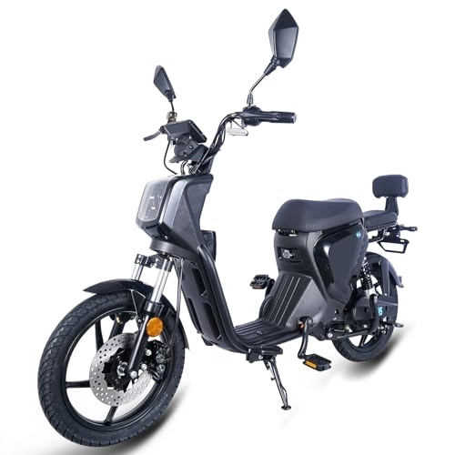 Electric Bike : BMS TECH Electric Bike Motorcycle 48V 350W Motor 18 * 2.5 Inch Tubeless Tire EBike Two Seated Electric Motorbike Moped Motorcycle (W / 48V 20Ah Removeable Lithium Battery)