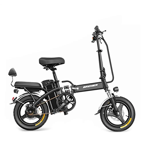 Electric Bike : BNMZXNN Electric bicycle 48V8ah-23.4ah, mountain folding bicycle city bicycle, travel small electric bicycle commuter bicycle, Black-48V15ah