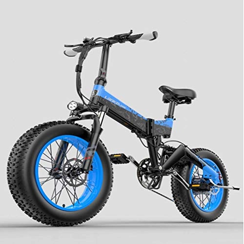 Electric Bike : Brogtorl LANKELEISI X3000 500w 48v12.8ah 20 * 4.0 Fat Tire Electric Bike Mountain Bike Folding Bike Snow Bike Adult Electric Bike (blue)