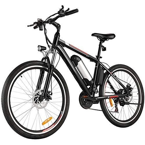 Electric Bike : Bunao 26 inch Wheel Electric Bike Aluminum Alloy 36V 8AH Lithium Battery Mountain Cycling Bicycle, Shimano 21-speed (20 inch_Black)