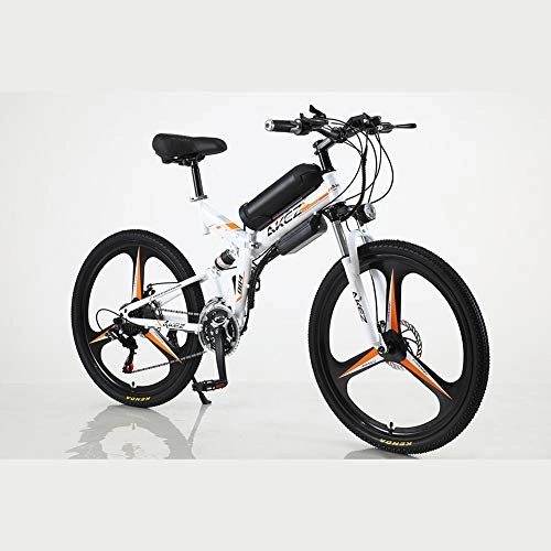 Electric Bike : BWJL 26-inch 21-speed long-endurance electric folding bicycle, lithium-bike bicycles to assist mountain bikes, 36V 350W 13Ah Removable Lithium-Ion Battery Mountain Ebike for Men's, white, 13AH