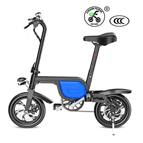 Electric Bike : BX.JX Folding magnesium alloy lithium electric car, intelligent LED instrument, light headlight, 36v lithium battery 350w powerful motor 35 (km / h), Blue