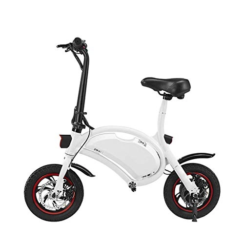 Electric Bike : BXZ Electric Scooter 12 inch 36V Folding E-Bike with 6.0Ah Lithium Battery, City Bicycle Max Speed 25 Km / H, Disc Brakes, Easy to Carry, White