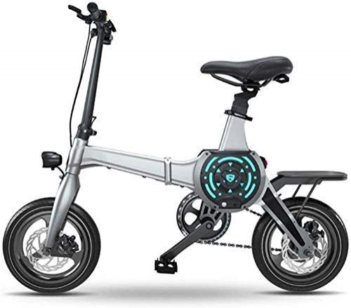 Electric Bike : BXZ Folding Electric Bike, 14 inch Smart App Tram Portable Folding Bicycle Battery Convenient and Fast Commuting for Travel Leisure Fitness Camping, Silver