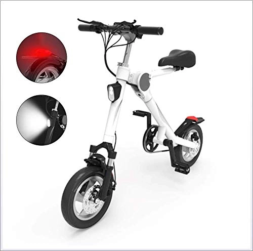 Electric Bike : BXZ Small Folding Electric Bicycle, Up to 40Miles, 265Lbs Max Load Weight with 7A 36V Lithium Battery, White