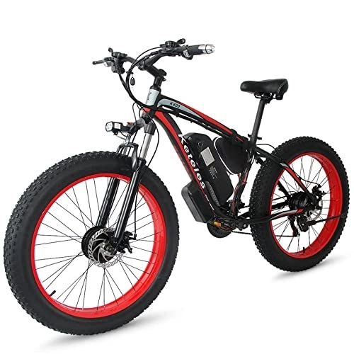 Electric Bike : BYINGWD 26 Inch E-bike Mountain Bike, Electric Bicycles Ebike, 26 Inch E-bike Mountain Bike, With Rear Motor + Front Motor, Double Motor, Detachable Lithium Battery, Shimano 21 Sp(Color:Red)