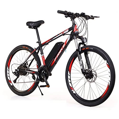 Electric Bike : BYINGWD E-bike, 26'' electric mountain Cycling with 36V 8 Ah removable lithium ion battery, 21 speed electric bike, electric Bicycles with three riding modes(Color:red)