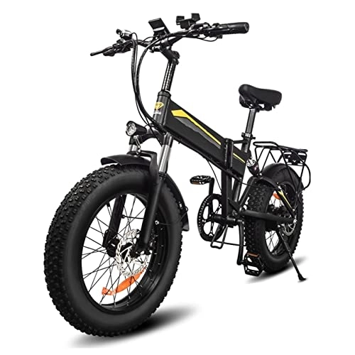 Electric Bike : bzguld Electric bike 1000W Foldable Electric Bicycle 20 * 4.0 Fat Tire Road Ebike 48V 14AH Lithium Battery 28 MPH Electric Mountain Bike with Rear Seat LCD Display