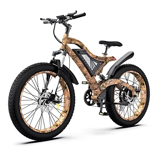 Electric Bike : bzguld Electric bike 1500w Electric Bike for Adults 300 Lbs 31 Mph Mountain Electric Bicycle 48v 15ah Removable Lithium Battery 26 * 4.0 Inch Fat Tire Beach Ebike (Color : 1500W)