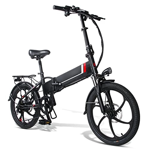 Electric Bike : bzguld Electric bike 350W Electric Bike Foldable for Adults Lightweight 20 Inch Aluminum Folding Electric Bicycle 48V 10.4AH Lithium Battery Ebike (Color : Black)
