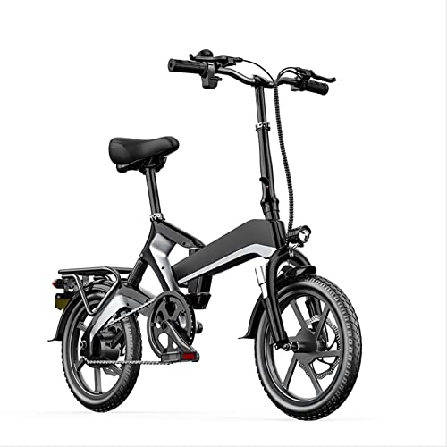 Electric Bike : bzguld Electric bike 400W Electric Bike Foldable for Adults Lightweight Electric Bicycle 48V 10Ah Lithium Battery 16 Inch Tire Electric Mini Folding E Bike (Color : Black)