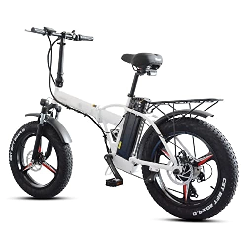 Electric Bike : bzguld Electric bike 500W Folding Electric Bike for Adults with Rear Seat with and Disc Brake 20" 4.0 Fat Tire Mountain Beach Bicycles with 48V 15AH Lithium Battery 7 Speed Gear E-Bike