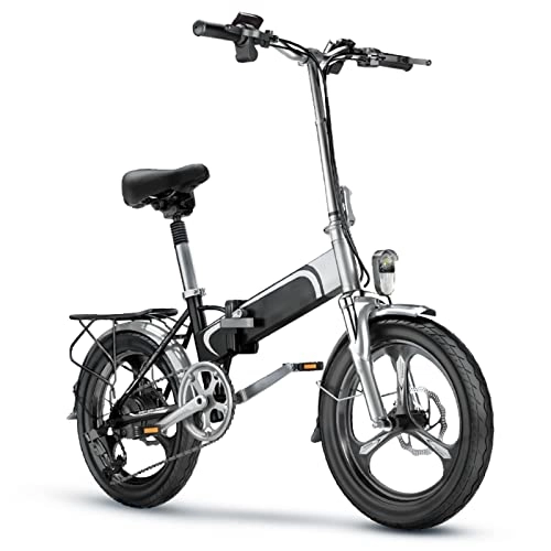 Electric Bike : bzguld Electric bike Electric Bicycle 400W 48V10ah Graphene Lithium Battery 20 Inch Foldable Electric Bike Aluminum Alloy Pedal Ebike (Color : Light Grey)
