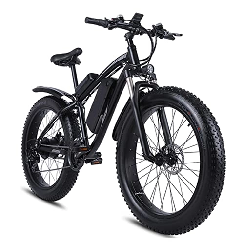 Electric Bike : bzguld Electric bike Electric Bicycle for Adults 26" Electric City Bike, with 48V 17Ah Lithium Battery and1000W Powerful Motor, 24.8 MPH Through Commuter Ebike for Man (Color : Black)