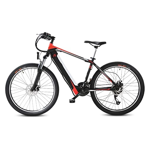 Electric Bike : bzguld Electric bike Electric Bicycle for Adults 26 Inch E Bike 48V 10ah Lithium Battery Hidden In Frame 15.5 Mph 240W 27-Speed Urban Electric Bicycle for Adults (Color : Black red)