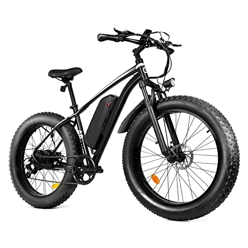 Electric Bike : bzguld Electric bike Electric Bicycles Mountain Bike, 26 Inch Fat Tire 25 MPH Electric Bike for Adults 48V 15 Ah Removable Lithium Battery, 7 Speed Gears, Lockable Suspension Fork (Color : Black)