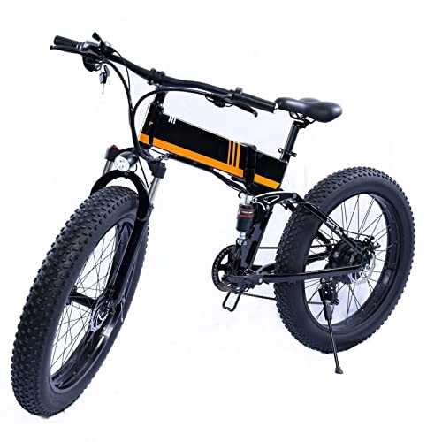 Electric Bike : bzguld Electric bike Electric Bike 500w Foldable 18.6 Mph 24 Inch Tire Full Suspension Electric Folding Bike with Lithium Battery 48V, 27 Speed Mountain Adult Electric Bicycles