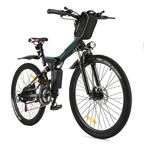 Electric Bike : bzguld Electric bike Electric Bike For Adults 15.5 Mph Foldable 350W Electric Mountain Bike, 36V / 8Ah Removable Battery, 26″ Tire, Disc Brake 21 Speed E-Bike (Color : Black)