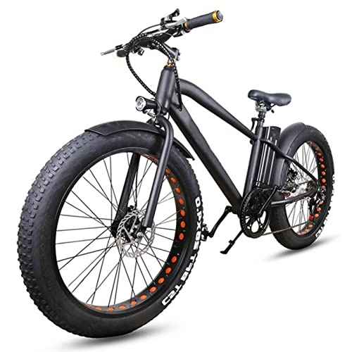 Electric Bike : bzguld Electric bike Electric Bike for Adults 26" Fat Tire 1000W Ebike 48V 17.5Ah Removable Lithium Battery, 6 Speed Gears Adult Electric Mountain Bike, Max Load 250lbs (Color : BLACK 1000W)