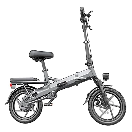 Electric Bike : bzguld Electric bike Electric Bike for Adults 400W 14 inch Folding Electric Bicycle 15.5 Mph 36V Lithium Battery City E-Bike No Chain Electric Folding Bicycles (Color : Gray)