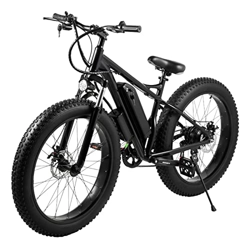Electric Bike : bzguld Electric bike Electric Bike For Adults 500W 18.6 Mph E Bike 48V Electric Bicycle 26 * 4.0 Inch Snow Fat Tire Lithium Battery 12Ah Ebike (Color : Black 500w)