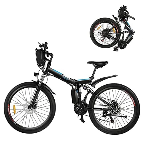 Electric Bike : bzguld Electric bike Electric Bike for Adults Foldable 26 Inch 250W 21 Speed Mountain Electric Power Lithium-Ion Battery Aluminum Alloy Electric Bicycle (Color : Black)