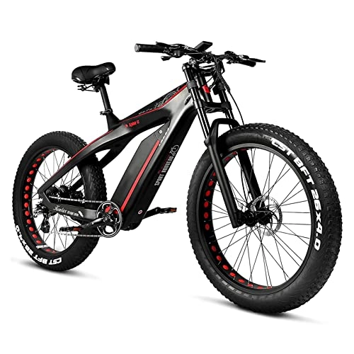 Electric Bike : bzguld Electric bike Electric Mountain Bike for Adults 750W 26 Inch Fat Tire Mountain Electric Bicycle All Terrains Shoulder Shock Snow Ebike 28 Mph E Bikes for Men