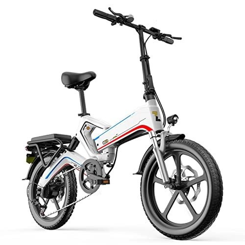 Electric Bike : bzguld Electric bike Foldable Electric Bike 20 Inch Tire 500W, 48v10ah Graphene Lithium Battery Mountain Ebike 7 Speed Gears 15.5 MPH Adult Electric Bicycles (Color : B)