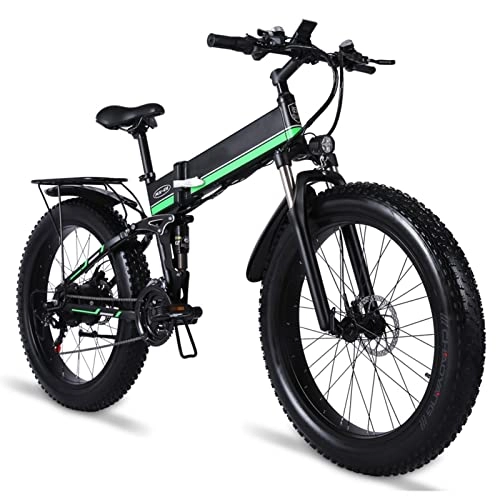 Electric Bike : bzguld Electric bike Foldable Electric Bike for Adults 440 Lbs 30 Mph Electric Mountain Bike 48v 1000w Electric Bicycle with 12.8 Ah Lithium Battery 3.5inch Lcd Display 26 Inch Fat Tires Ebike