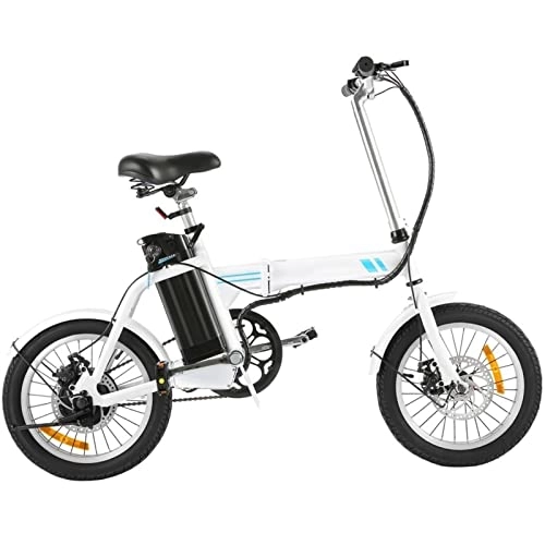 Electric Bike : bzguld Electric bike Folding Electric Bike for Adult 250W, 15.4inch Tires Mountain Snow Ebikes with 36V 8Ah Battery, Hydraulic Brakes Electric Bicycle for Men / Women (Color : White)