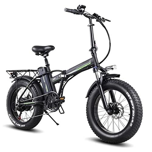 Electric Bike : bzguld Electric bike Folding Electric Bikes For Adults Men Electric Bicycle 800W 48V 15Ah Lithium Battery Ebike 20 Inch 4.0 Fat Tire Electric Bike For Adults (Color : Black)