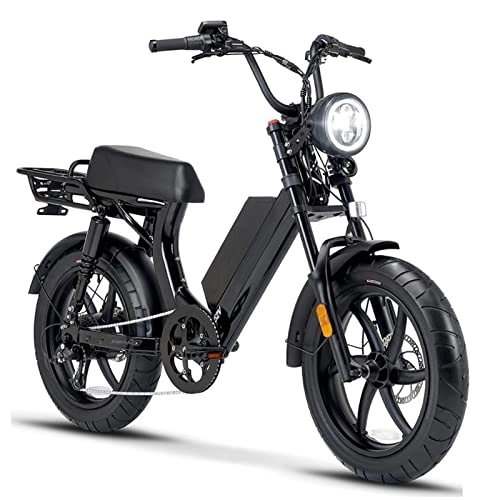 Electric Bike : bzguld Electric bike Retro Electric Bicycle for Adult Woman and Men with 750W Motor 20 Inch Fat Tire 28MPH City Commuter Electric Bike 48V 13Ah Removable Lithium Battery 7 Speed E-Bike