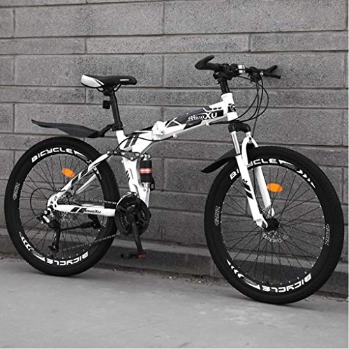 Electric Bike : Caisedemeng Electric Bikes Mountain Bike Foldable 24 Inch Wheel Variable Speed Double Shock Absorption System Women Man Outdoor Sports City Commuter BicycleLarge (Color : White, Size : 21speeds)