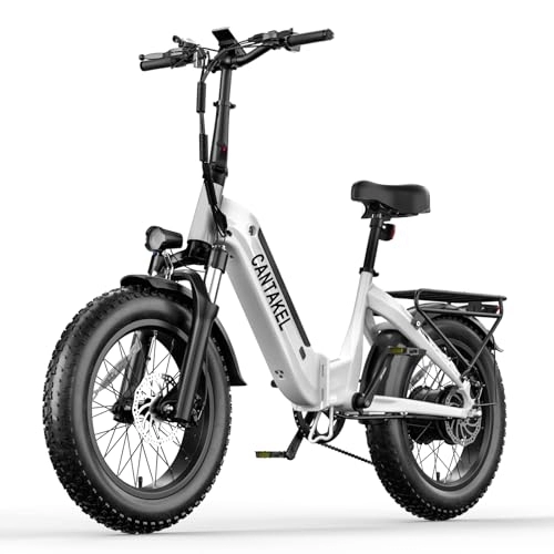 Electric Bike : CANTAKEL GN20 Adult Foldable Step-Thru Electric bike 20inch Fat tire with 48V15AH Removable battery 7speed