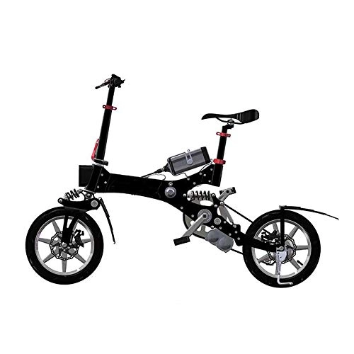 Electric Bike : Caogena Folding electric bicycle Lightweight folding compact electric bicycle for commuting and leisure 14 inch wheel Aviation grade aluminum alloy frame Pedal assist bicycle 240W / 36V, Black