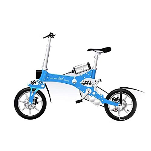 Electric Bike : Caogene Folding electric bicycle Lightweight folding compact electric bicycle for commuting and leisure 14-inch wheel pedal assist Aviation grade aluminum alloy frame 240W / 36V