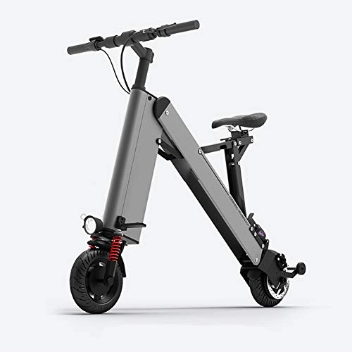 Electric Bike : Caogene Mini electric bicycle, foldable geometric shape, constant speed function button, 350W power, maximum cruising 40km, the best travel tool for urban youth, Gray