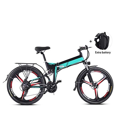 Electric Bike : CARACHOME Adult Electric Bike, Man & Womens Electric Bike with Additional Bag Battery And LCD Display, Cruising Range 35-40Km | 350W*48V*10.4Ah, Blue