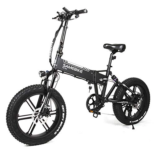 Electric Bike : CARACHOME Electric Bike, 48V 500W 20 Inch Fat Tire Folding Samebike Electric Moped Bike with Three Riding Modes MTB Electric Bicycle, Black