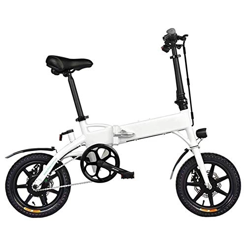 Electric Bike : CARACHOME Electric Bike for Adults, Fold Electric Bike with 14Inch Tire LCD Screen 3 Riding Modes, for Sports Outdoor Cycling Travel Commuting 250W 36V, White