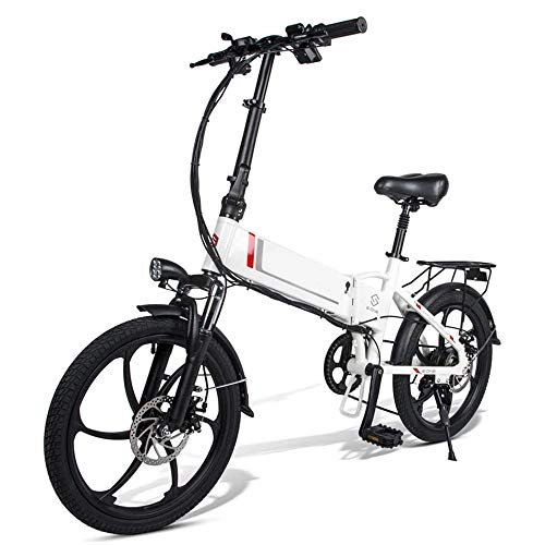 Electric Bike : CARACHOME Electric Moped Bicycle 20 Inch Smart Folding Portable E-Bike with LCD Data Display Phone Holder, USB 2.0 Charging Port 48V350W