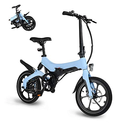Electric Bike : Carsparadisezone Electric Bike, Foldable E-bike Bike for Adults 16 Inch Tires 250W Motor, Max Speed 25 km / h, 36V 5.2 Ah Removable Lithium Battery LCD Screen Disc Brakes 3 Modes, Magnesium Alloy Frame