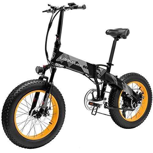 Electric Bike : Carsparadisezone Foldable Electric Bicycle with 20 x 4 Inch Fat Tires Mountain Mountain / Snow / Sand / Road Bike for Men Women Alluminium Touring Bike 500W Motor 48V 10.4Ah Lithium Battery [EU Stock